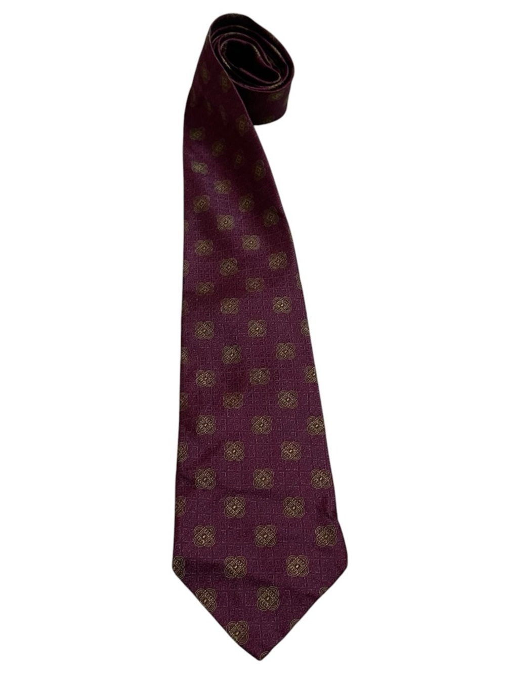 Robert Talbott Best of Class Nordstrom Burgundy Silk Gold Medallion Motif Tie